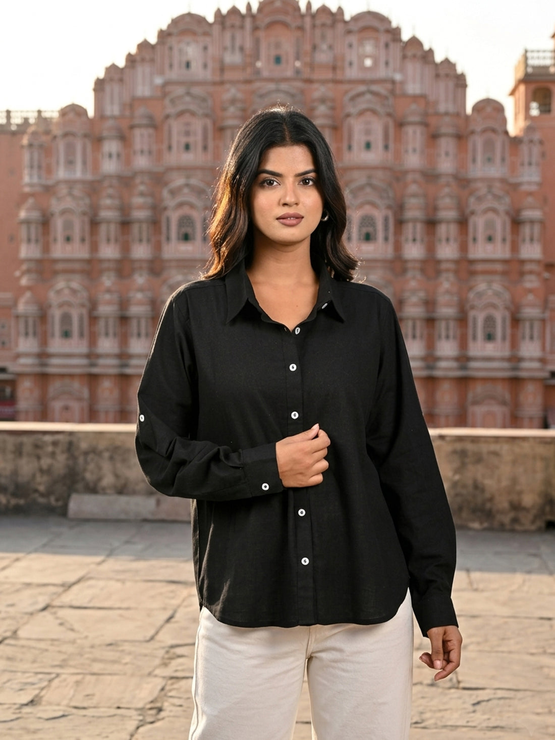 Black Airy Linen Shirt