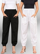 Black & White Four Pocket Cotton Cargo Pants Combo