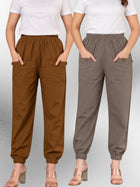 Brown & Grey Four Pocket Cotton Cargo Pants Combo