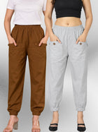 Brown & Melange Four Pocket Cotton Cargo Pants Combo