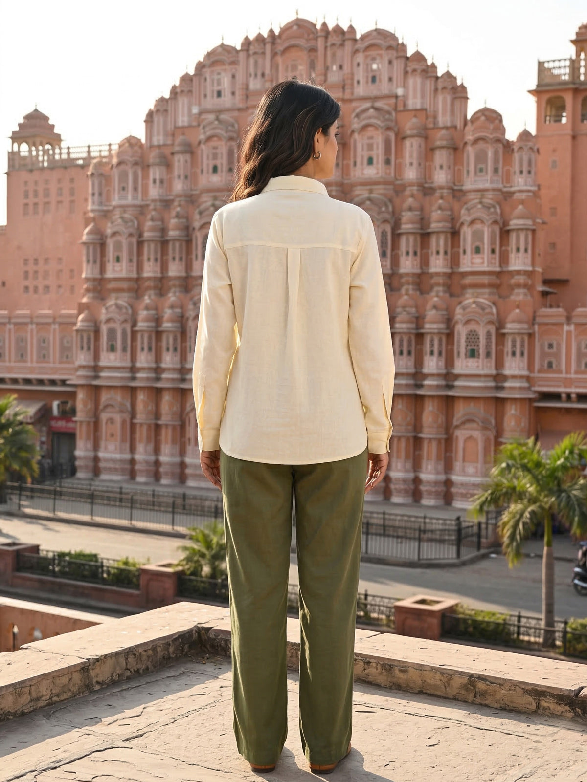Cream Airy Linen Shirt