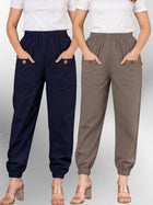 Dark Blue & Grey Four Pocket Cotton Cargo Pants Combo