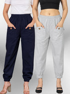 Dark Blue & Melange Four Pocket Cotton Cargo Pants Combo