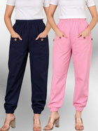 Dark Blue & Pink Four Pocket Cotton Cargo Pants Combo