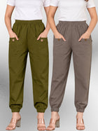 Dark Green & Grey Four Pocket Cotton Cargo Pants Combo