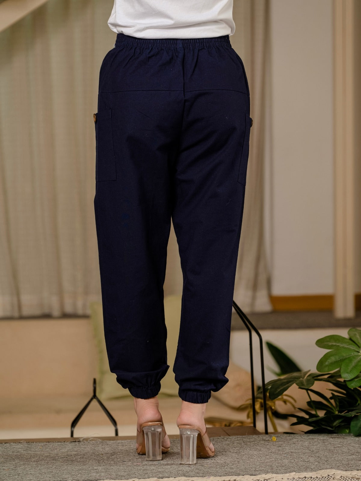 Dark Blue Four Pocket Cotton Cargo Pants