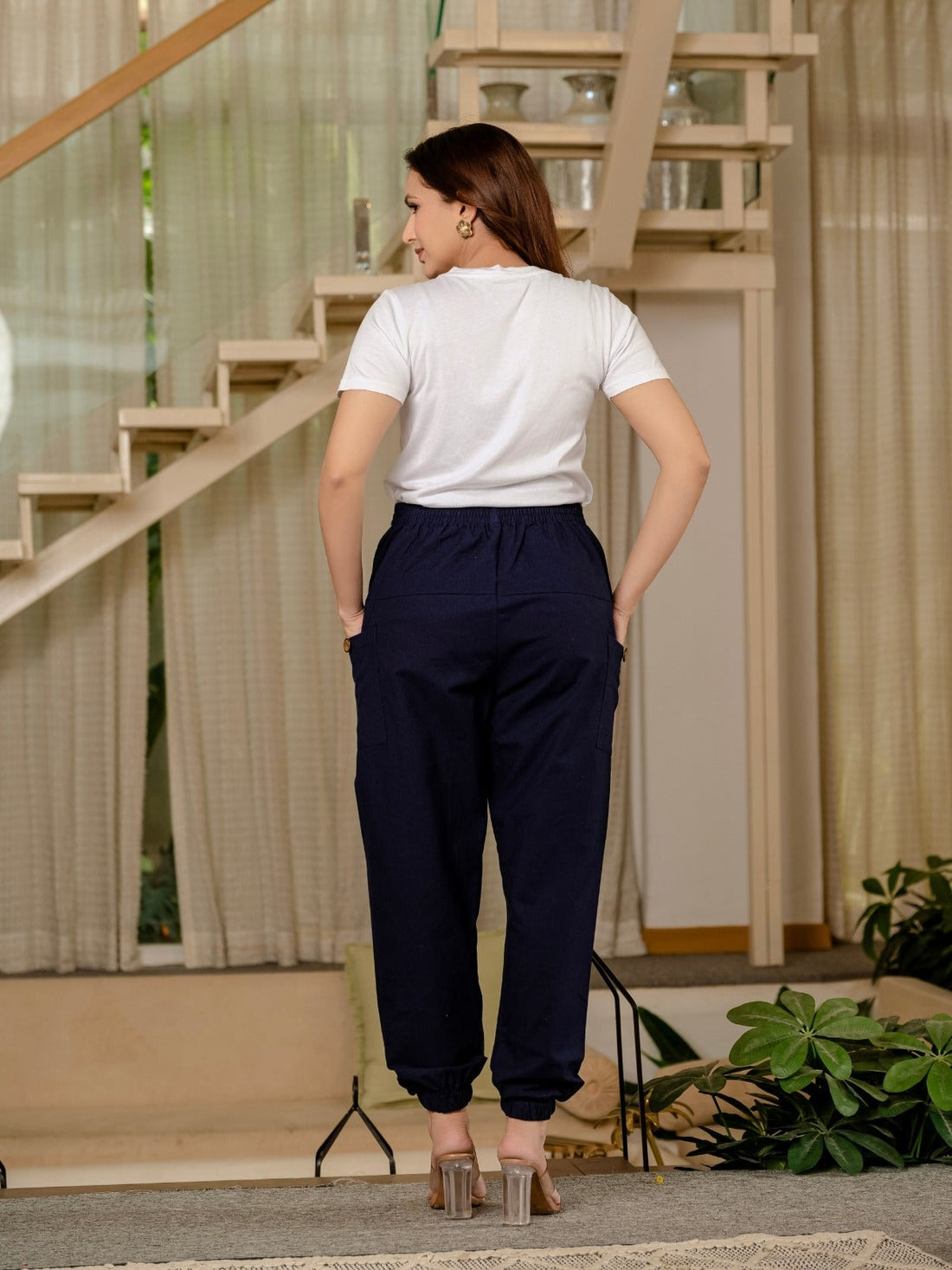 Dark Blue Four Pocket Cotton Cargo Pants