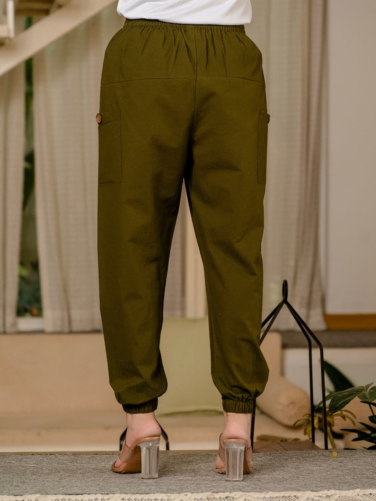 Dark Green Four Pocket Cotton Cargo Pants
