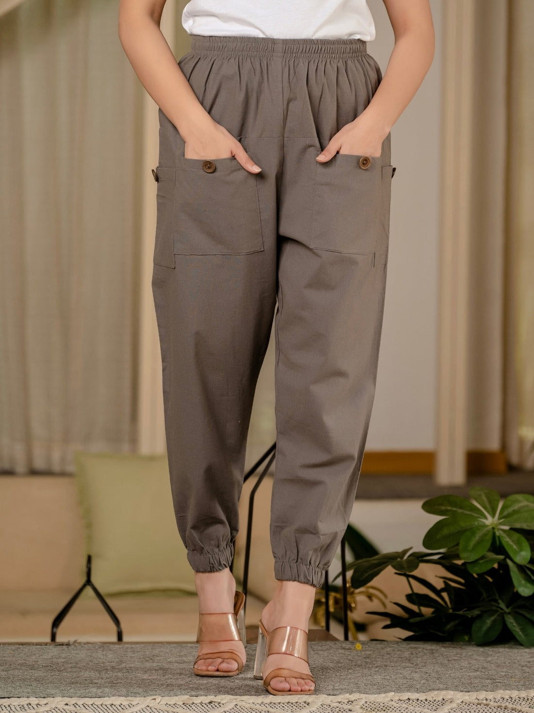 Grey & Melange Four Pocket Cotton Cargo Pants Combo