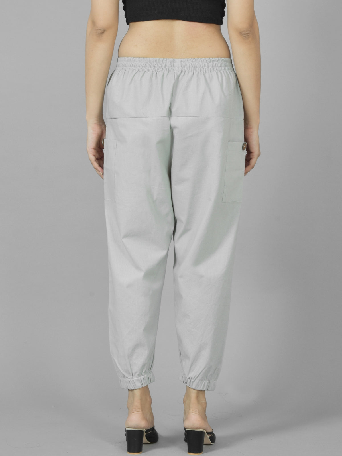 Melange Grey Four Pocket Cotton Cargo Pants