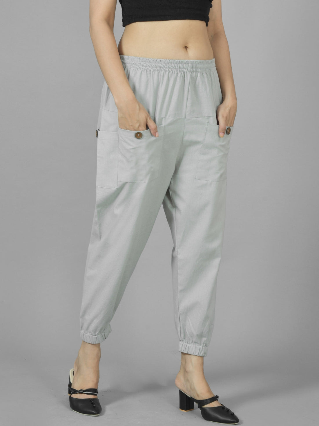 Melange & Tealblue Four Pocket Cotton Cargo Pants Combo