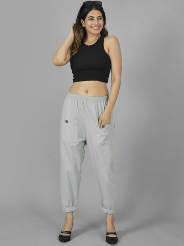 Melange Grey Four Pocket Cotton Cargo Pants