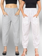 Melange & White Four Pocket Cotton Cargo Pants Combo