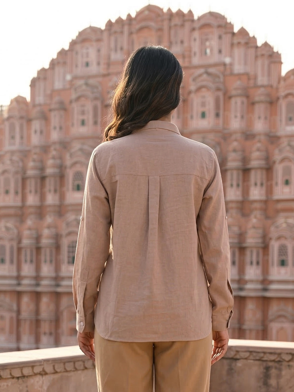 Peach Airy Linen Shirt