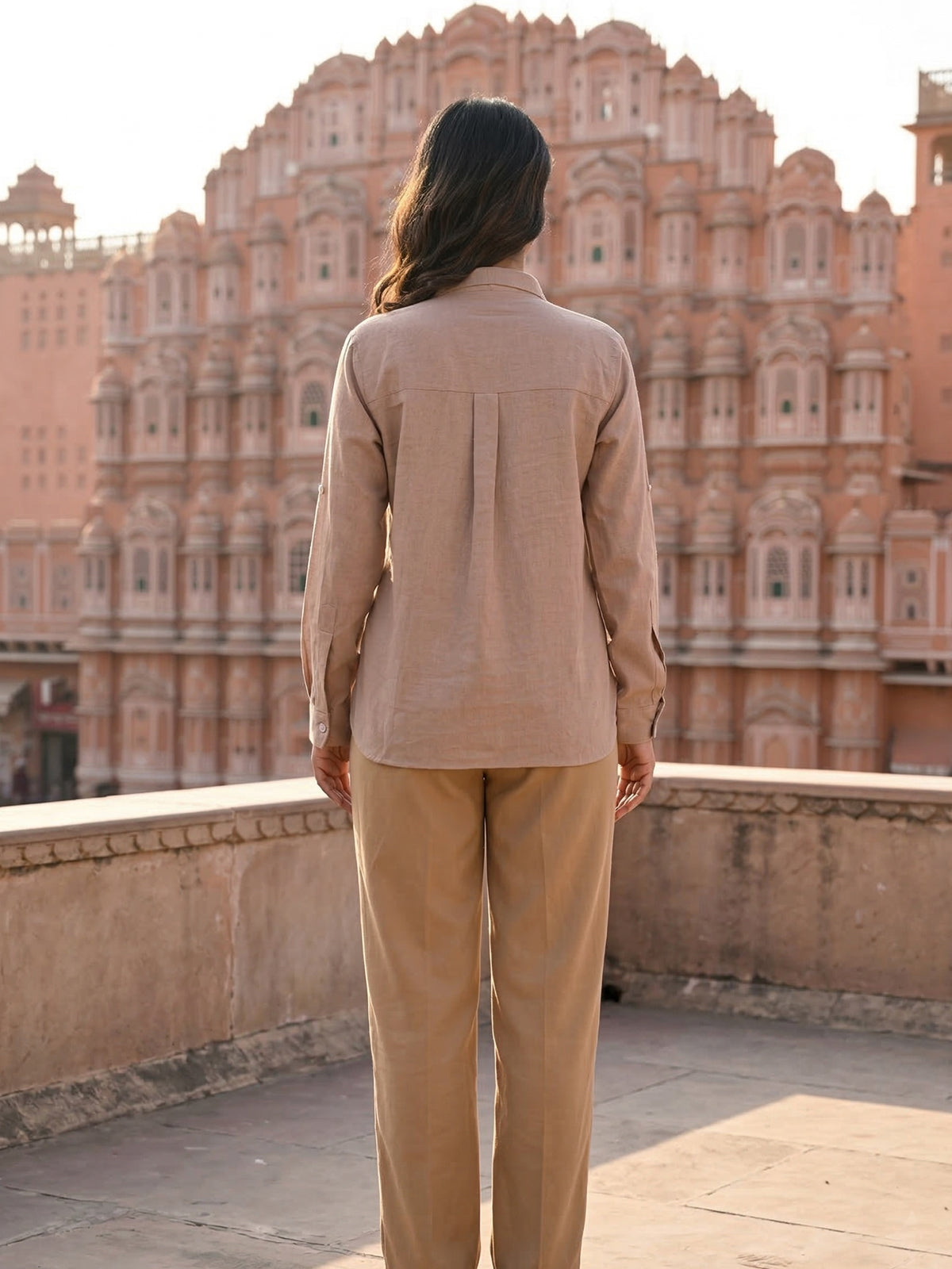 Peach Airy Linen Shirt