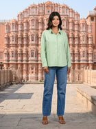 Parrot Green Airy Linen Shirt