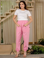 Pink Four Pocket Cotton Cargo Pants