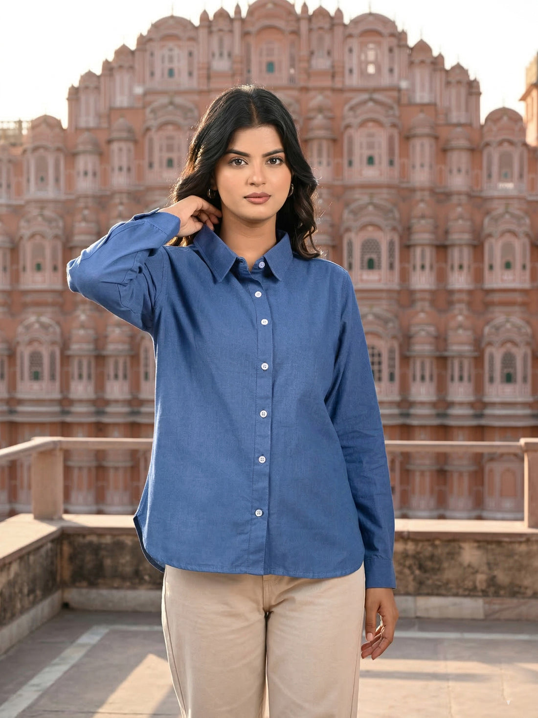 TealBlue Airy Linen Shirt