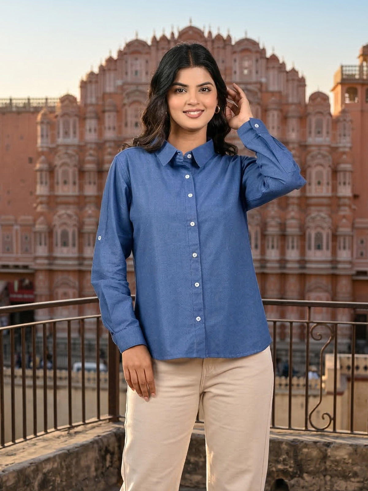 TealBlue Airy Linen Shirt