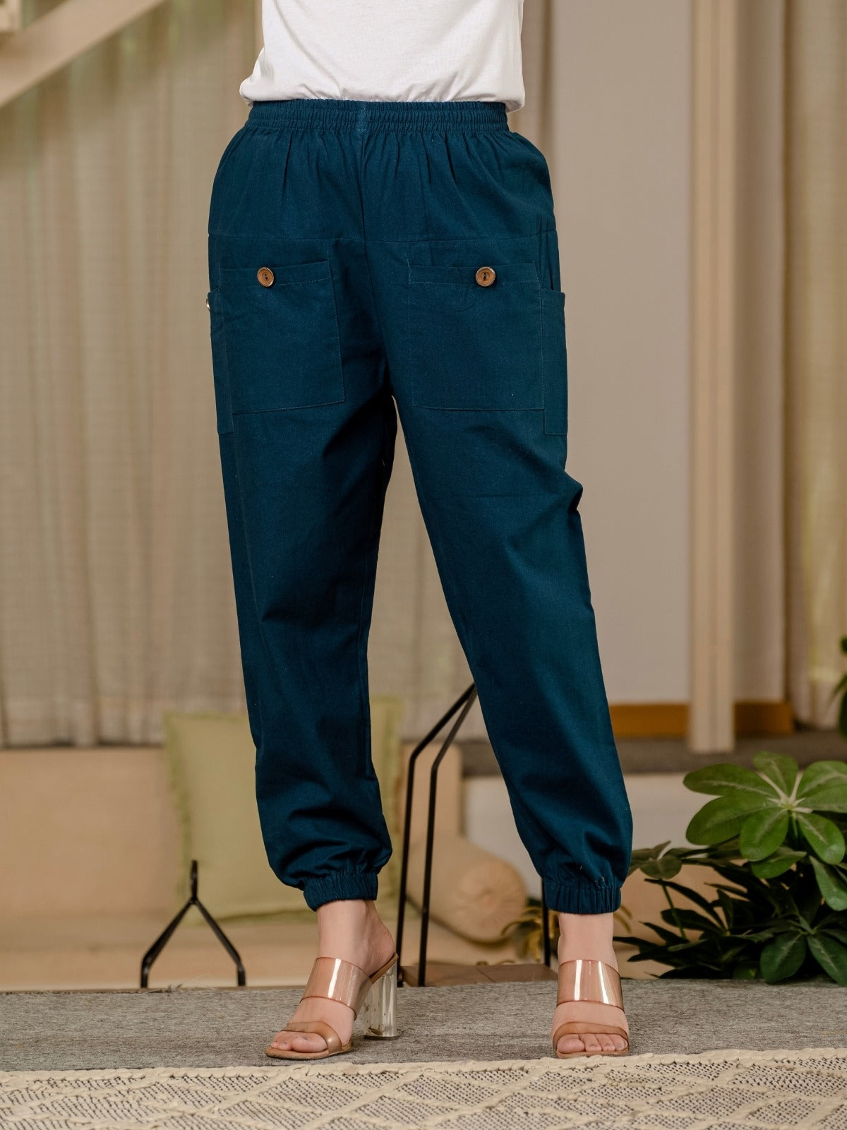 Maroon & Tealblue Four Pocket Cotton Cargo Pants Combo