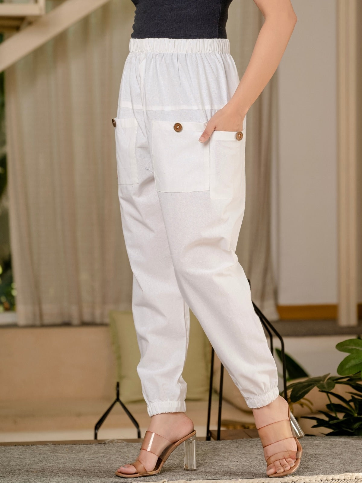 Maroon & White Four Pocket Cotton Cargo Pants Combo