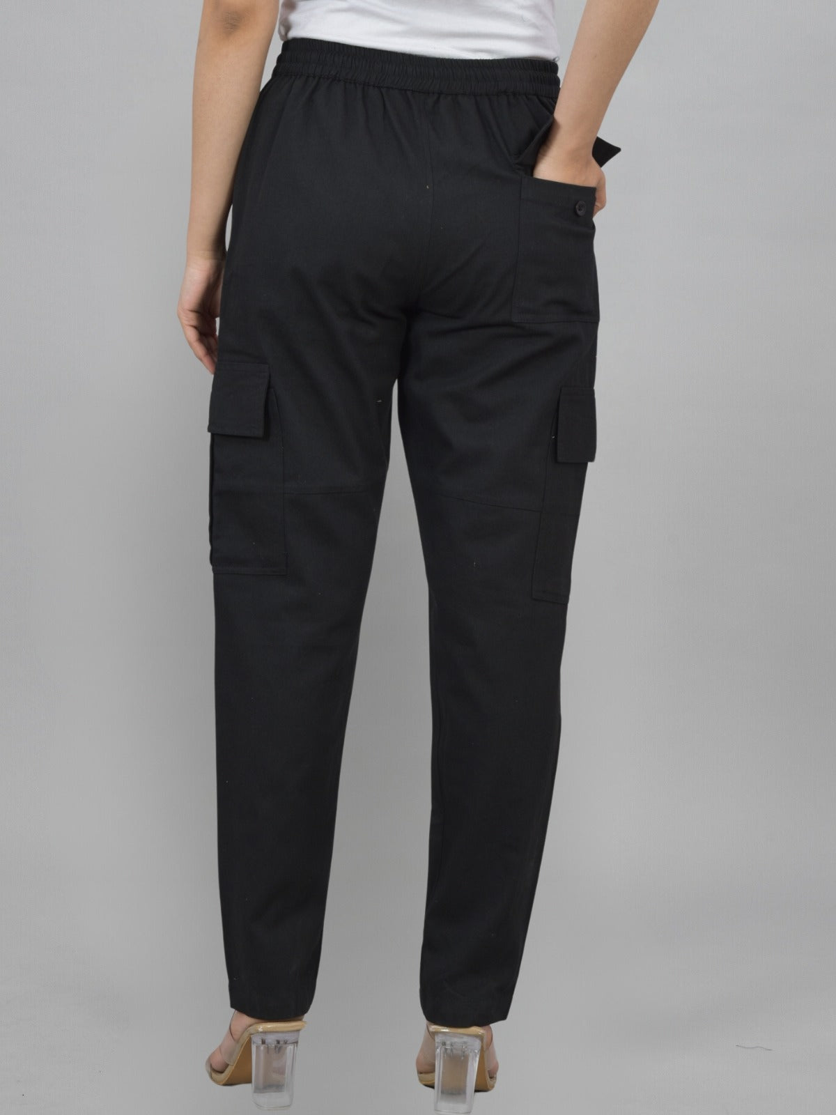 Black 5 Pocket Twill Straight Cargo Pant