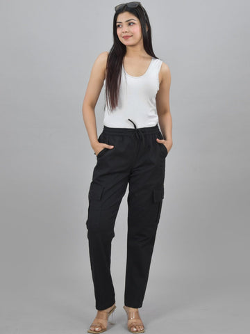 Black 5 Pocket Twill Straight Cargo Pant