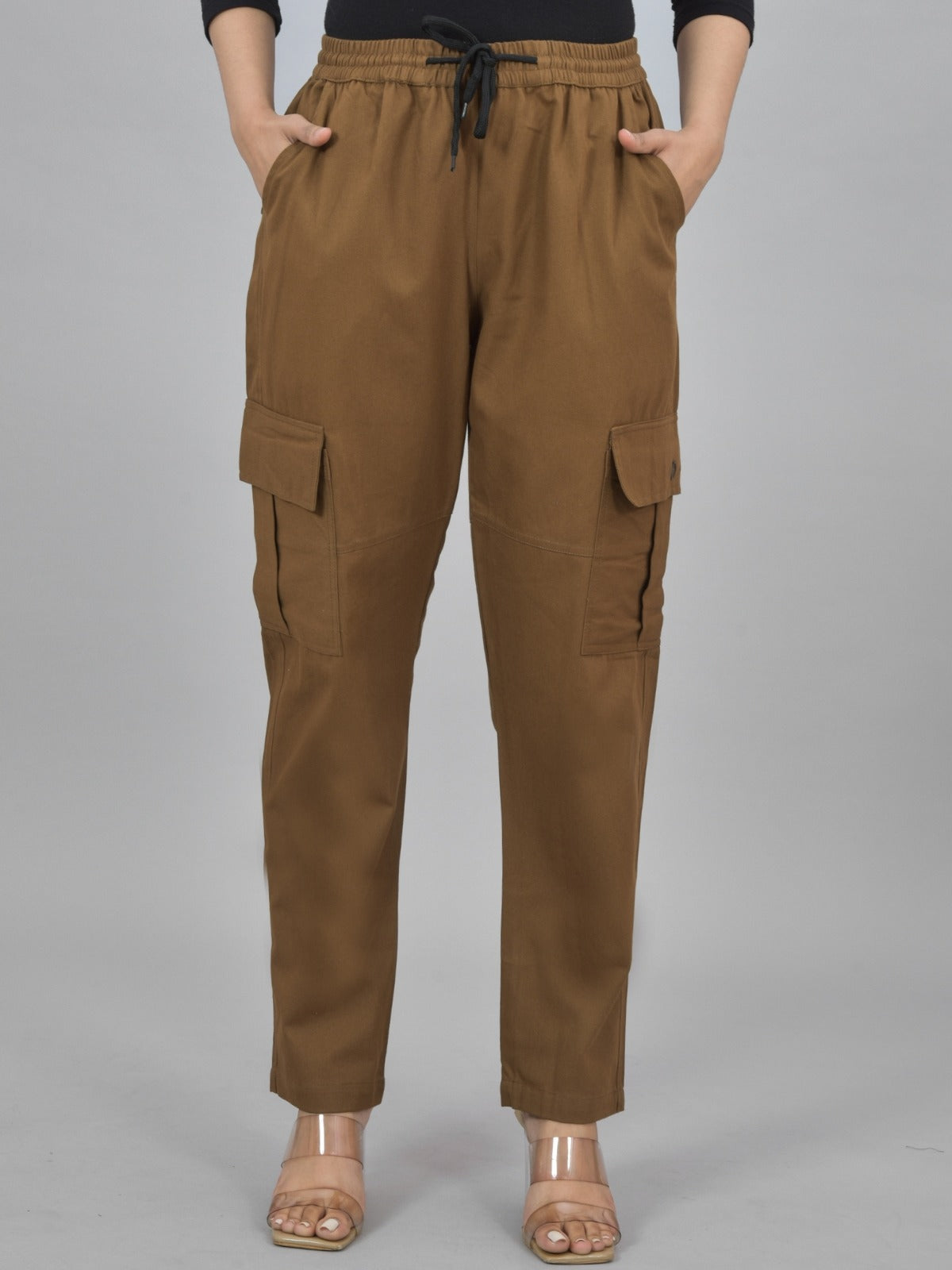 Brown 5 Pocket Twill Straight Cargo Pant