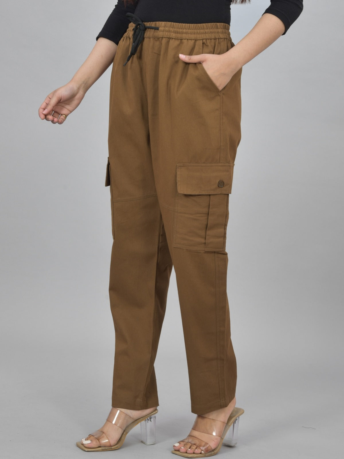Brown 5 Pocket Twill Straight Cargo Pant