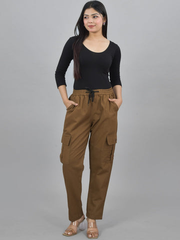 Brown 5 Pocket Twill Straight Cargo Pant
