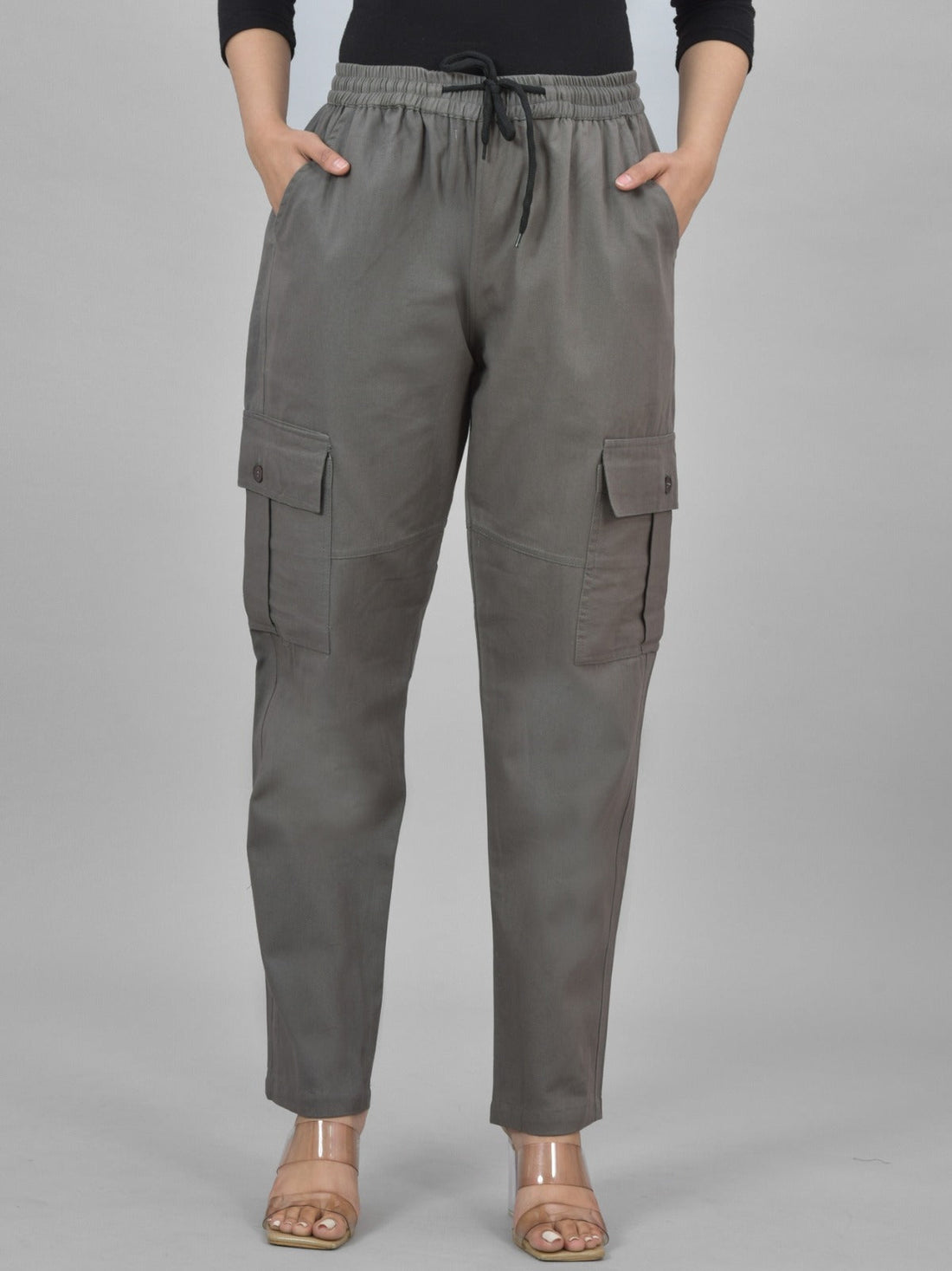 Grey 5 Pocket Twill Straight Cargo Pant