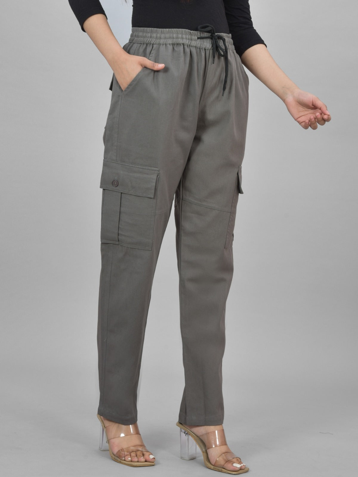 Grey 5 Pocket Twill Straight Cargo Pant