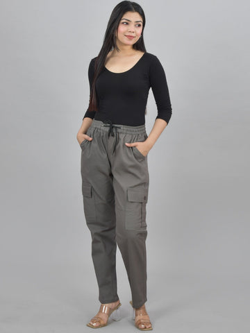 Grey 5 Pocket Twill Straight Cargo Pant