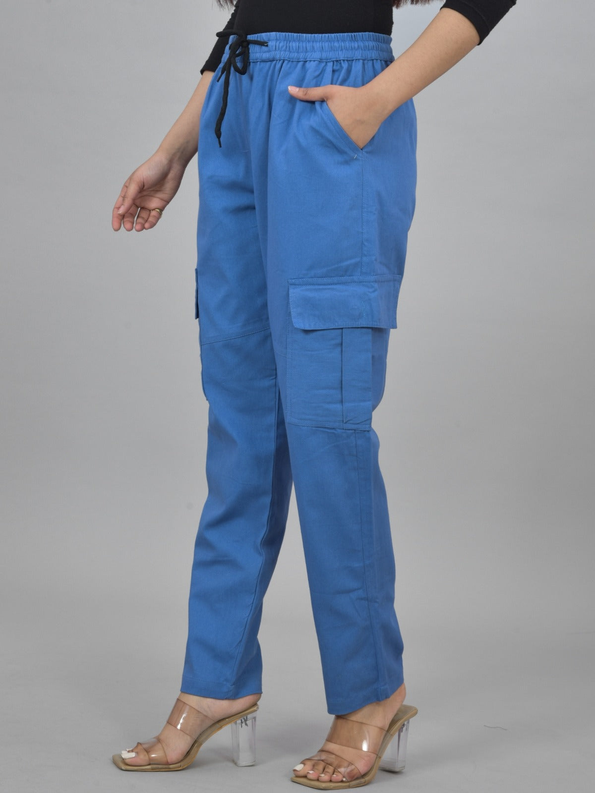 Blue 5 Pocket Twill Straight Cargo Pant