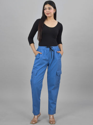 Blue 5 Pocket Twill Straight Cargo Pant