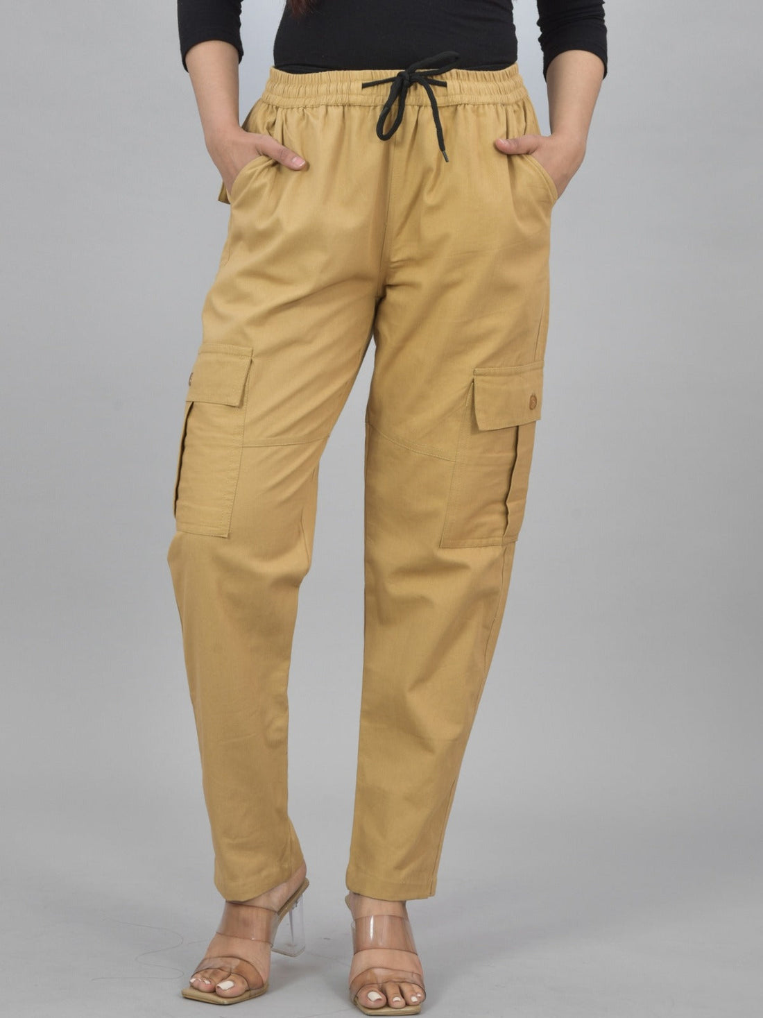 Khaki 5 Pocket Twill Straight Cargo Pant