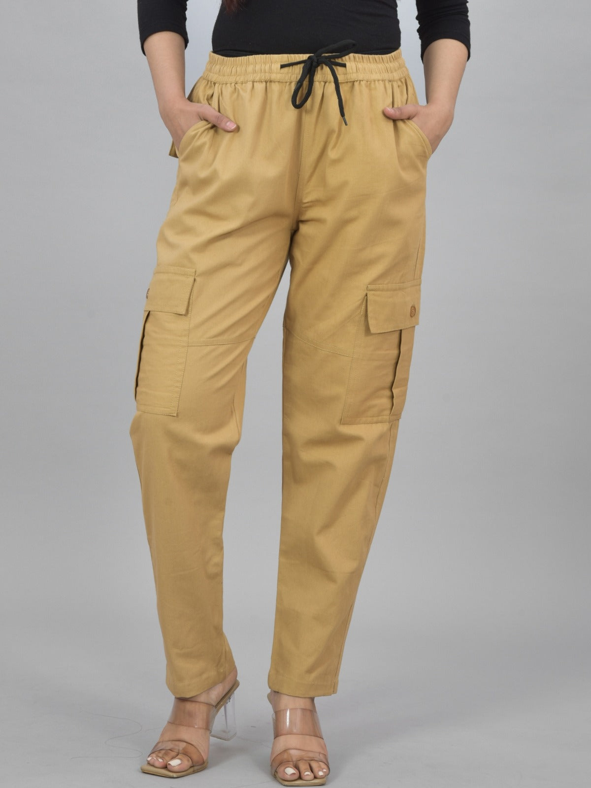 Khaki 5 Pocket Twill Straight Cargo Pant