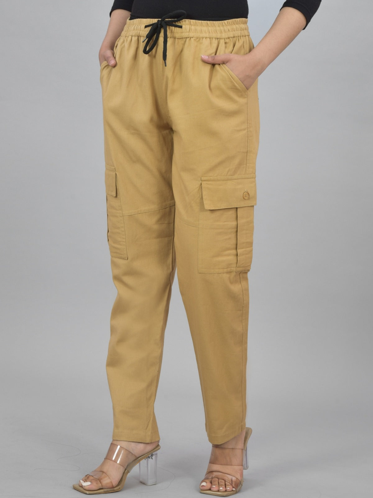Khaki 5 Pocket Twill Straight Cargo Pant