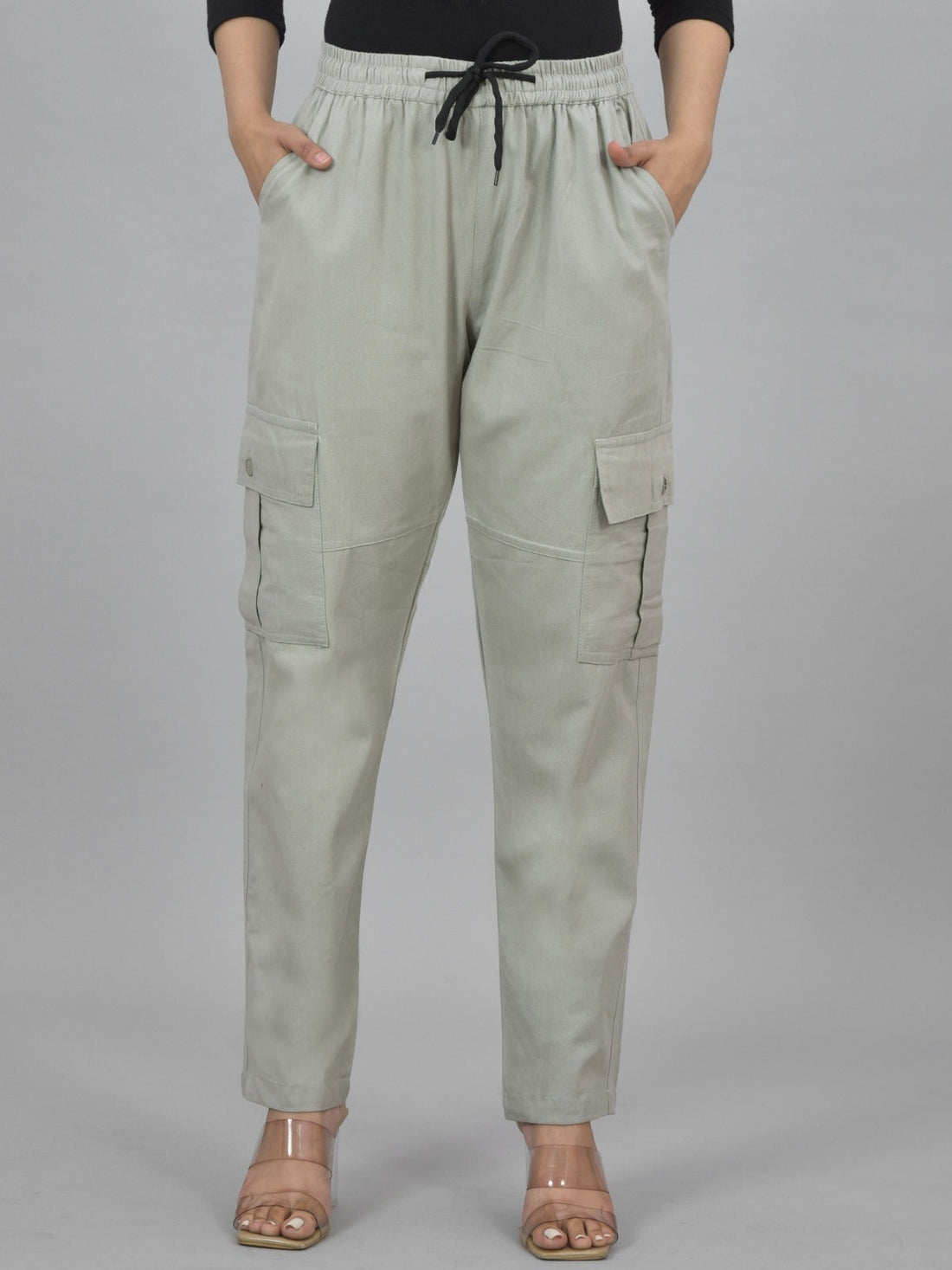 Melange Grey 5 Pocket Twill Straight Cargo Pant