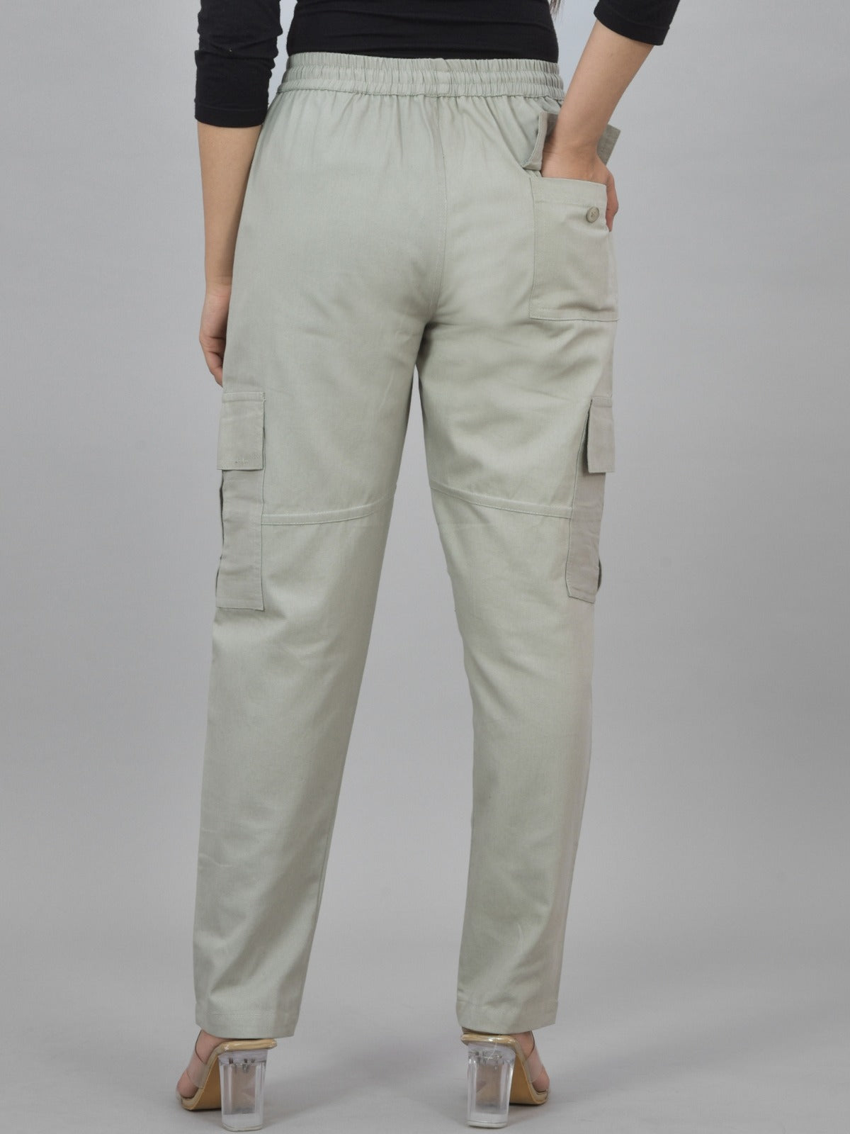 Melange Grey 5 Pocket Twill Straight Cargo Pant