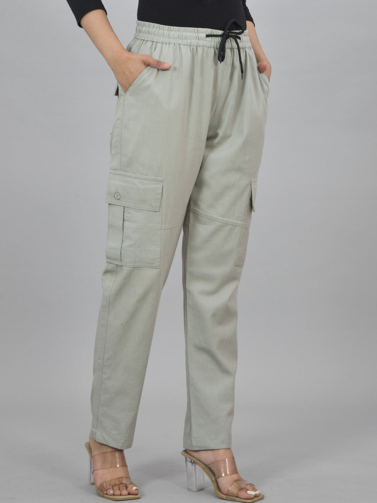 Melange Grey 5 Pocket Twill Straight Cargo Pant