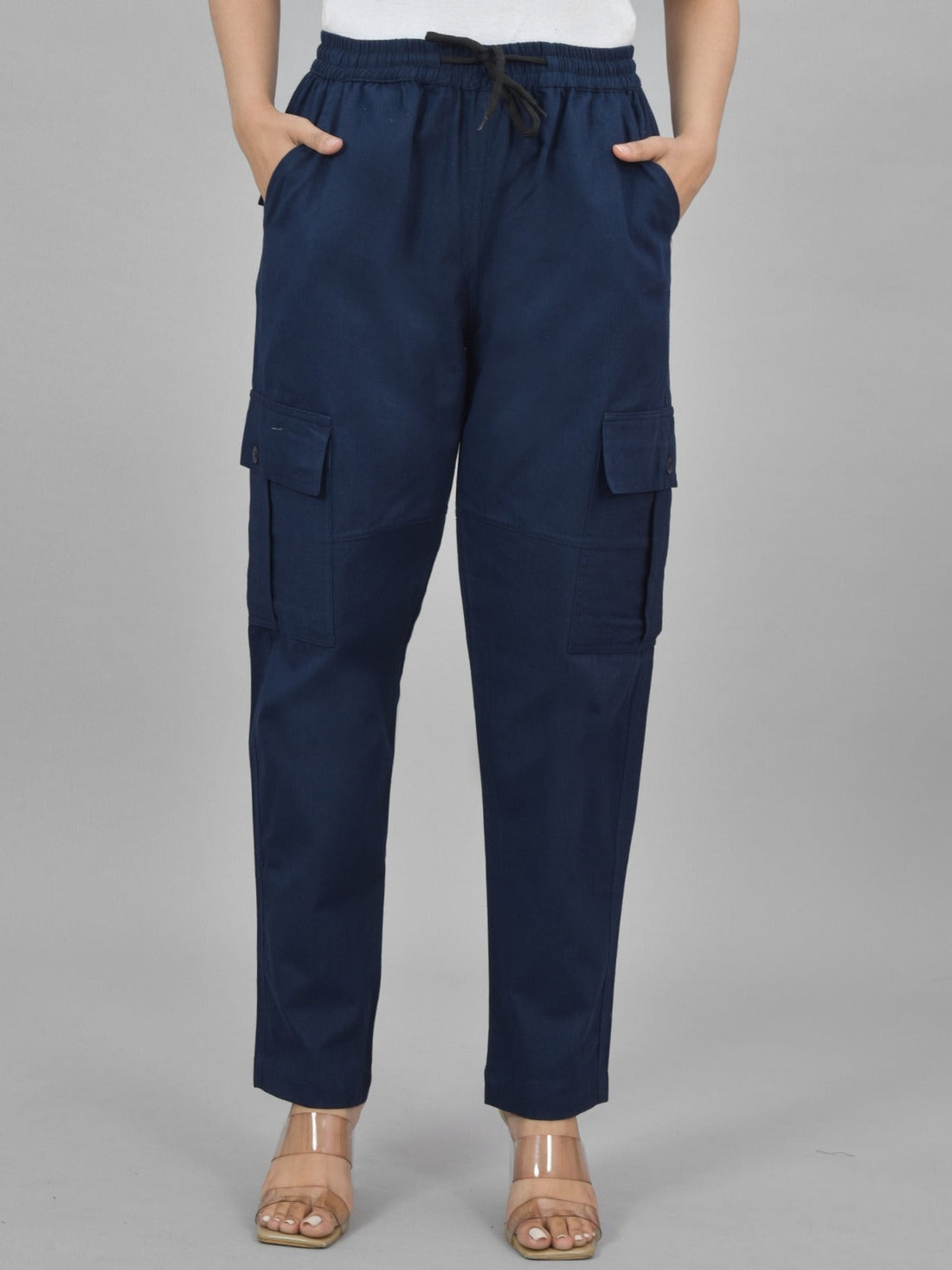 Navy Blue 5 Pocket Twill Straight Cargo Pant
