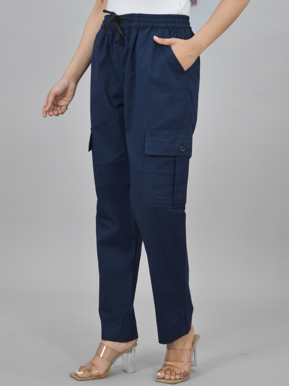 Navy Blue 5 Pocket Twill Straight Cargo Pant