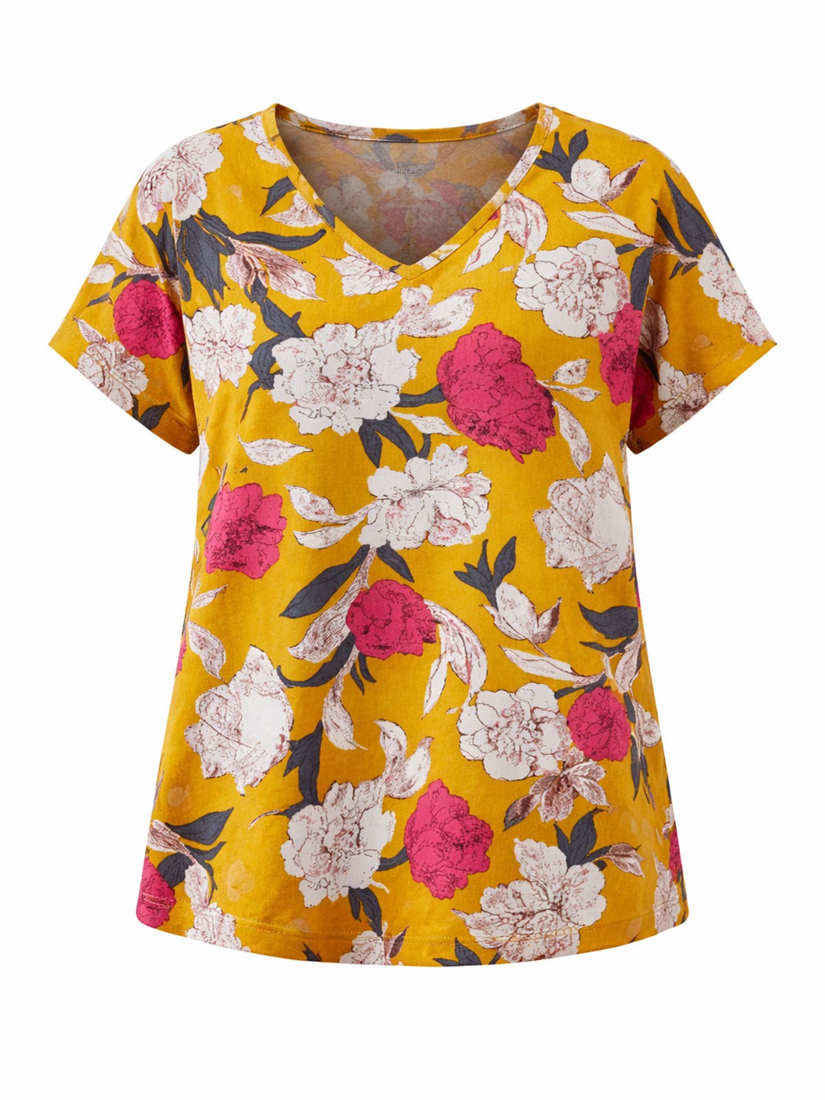 Yellow Airy Linen Cotton Printed Top
