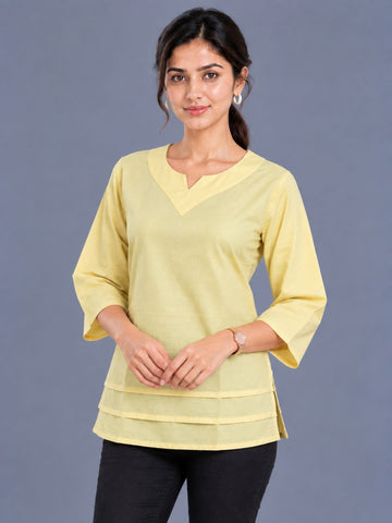 Yellow Cotton Leared Tops