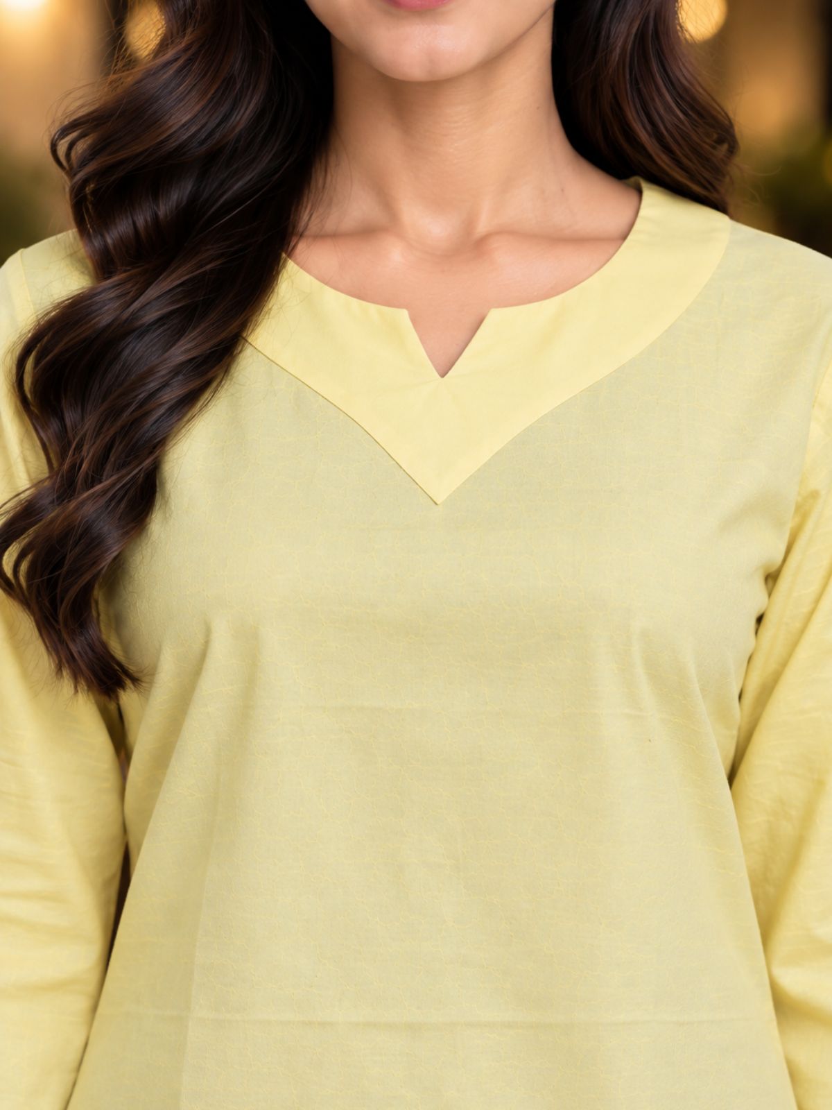 Yellow Cotton Leared Tops