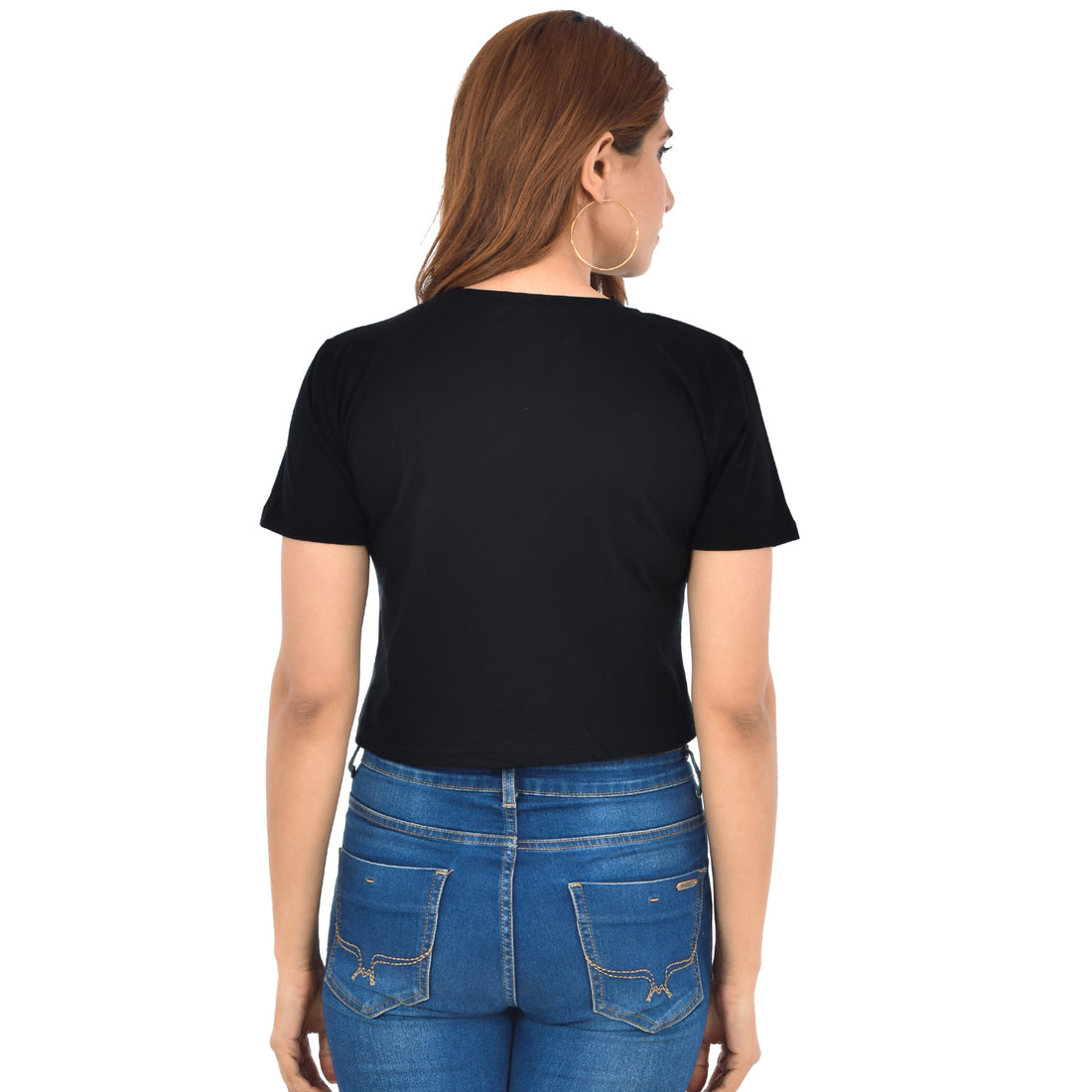 Black Cotton Hosiery Crop Top