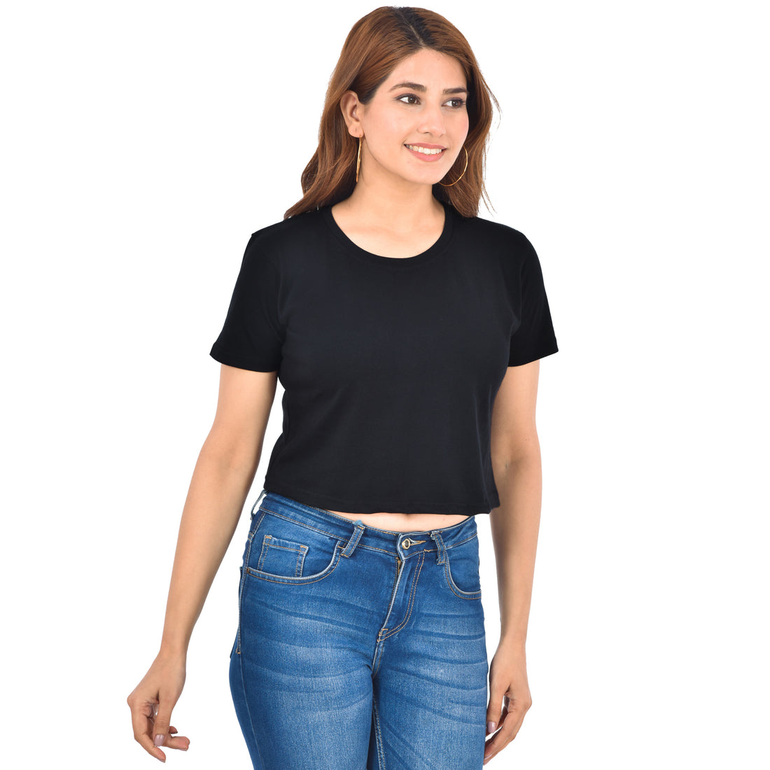 Black & White Cotton Hosiery Crop Top Combo