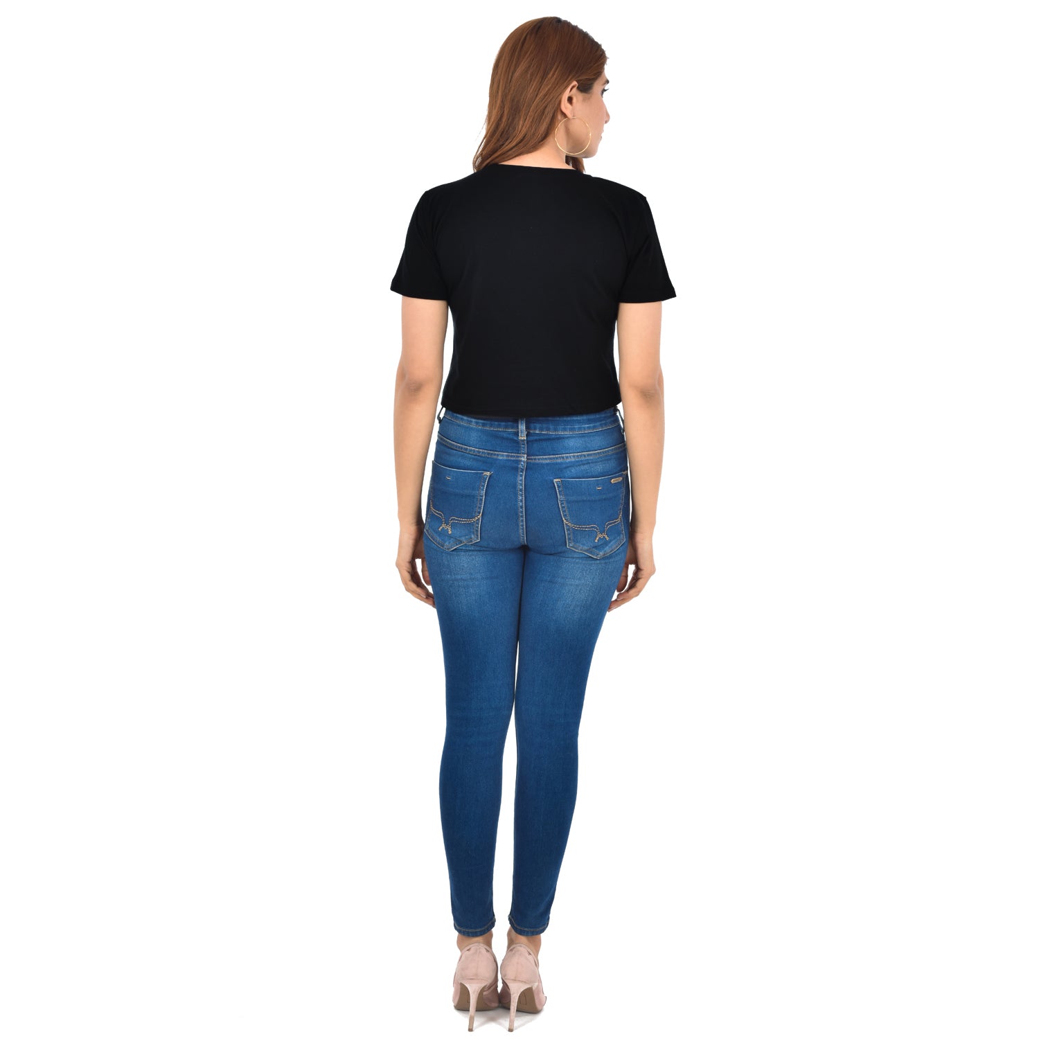 Black Cotton Hosiery Crop Top