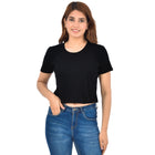 Black Cotton Hosiery Crop Top